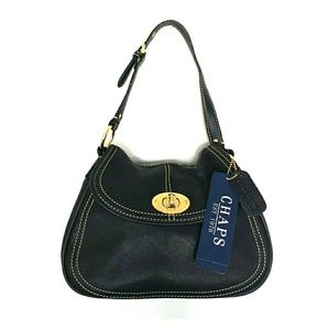 NWT Chaps black leather saddle bag purse